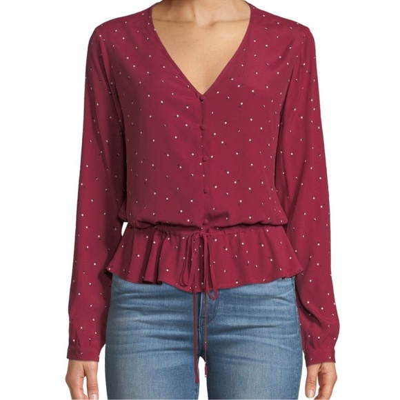 Rails Beaux Offset Dot Button Front Ruffle NWT - Picture 1 of 7